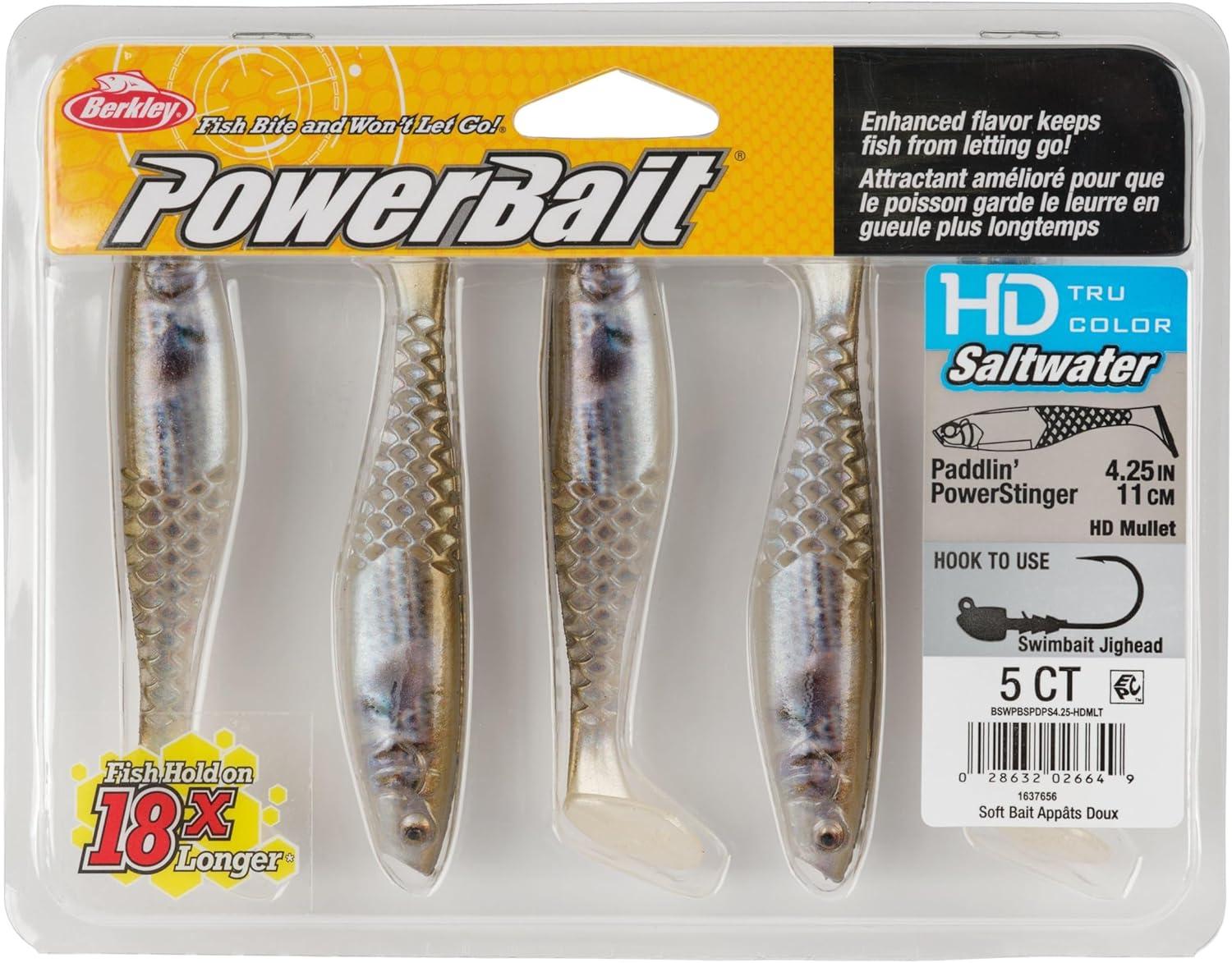 imageBerkley PowerBait Saltwater Paddlin PowerStinger Fishing Soft BaitHD Mullet