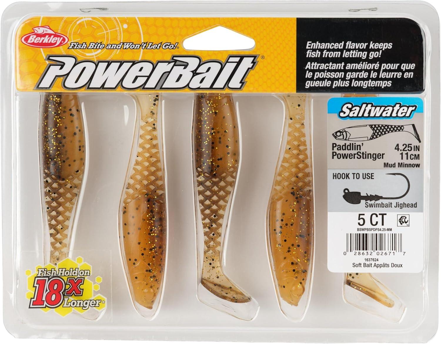 imageBerkley PowerBait Saltwater Paddlin PowerStinger Fishing Soft BaitMud Minnow