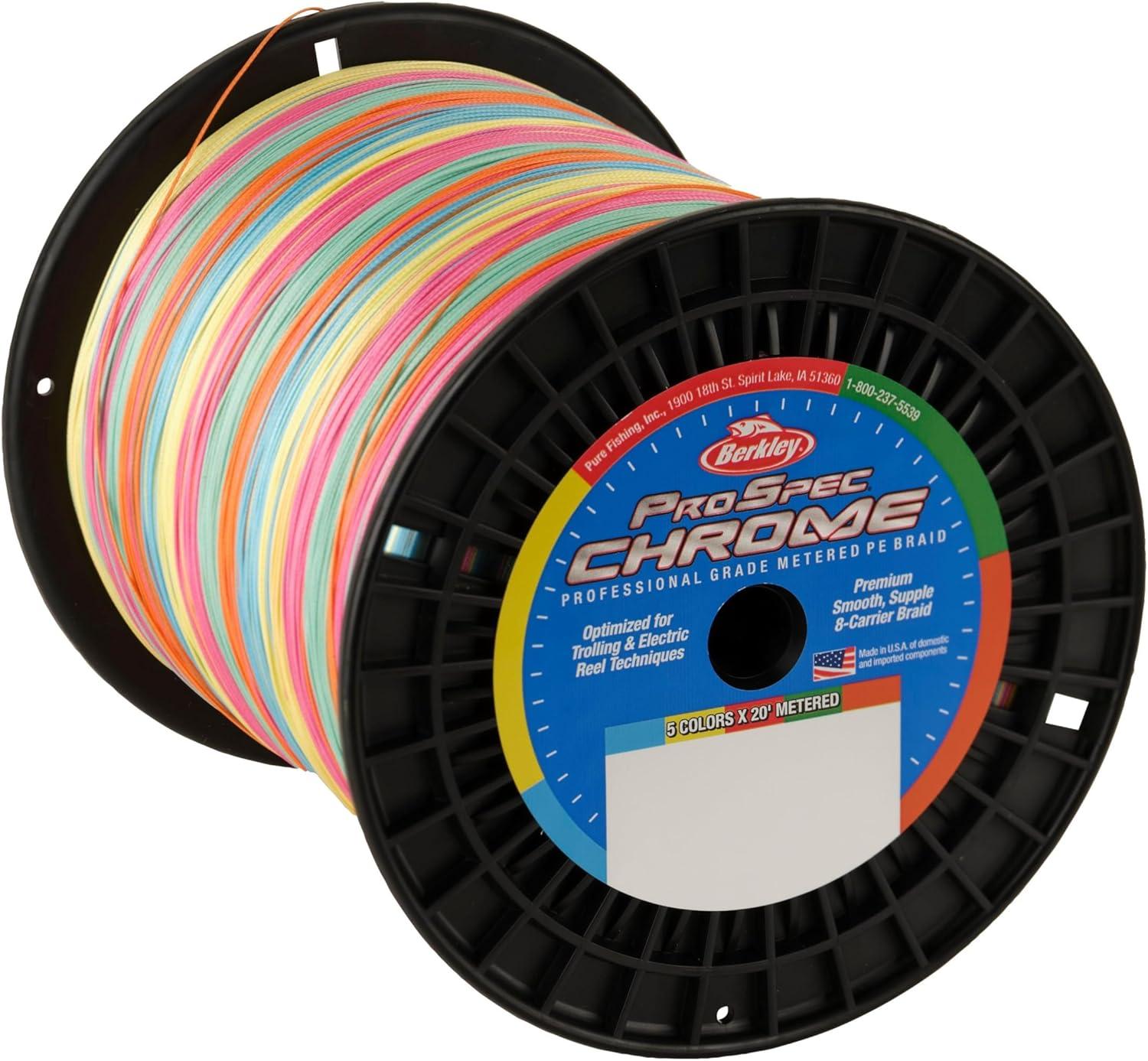 imageBerkley ProSpec Chrome Braided Fishing Line 5Color Metered 65 lb 294 kg 3500 yd 3200 m Suitable for Saltwater Environments