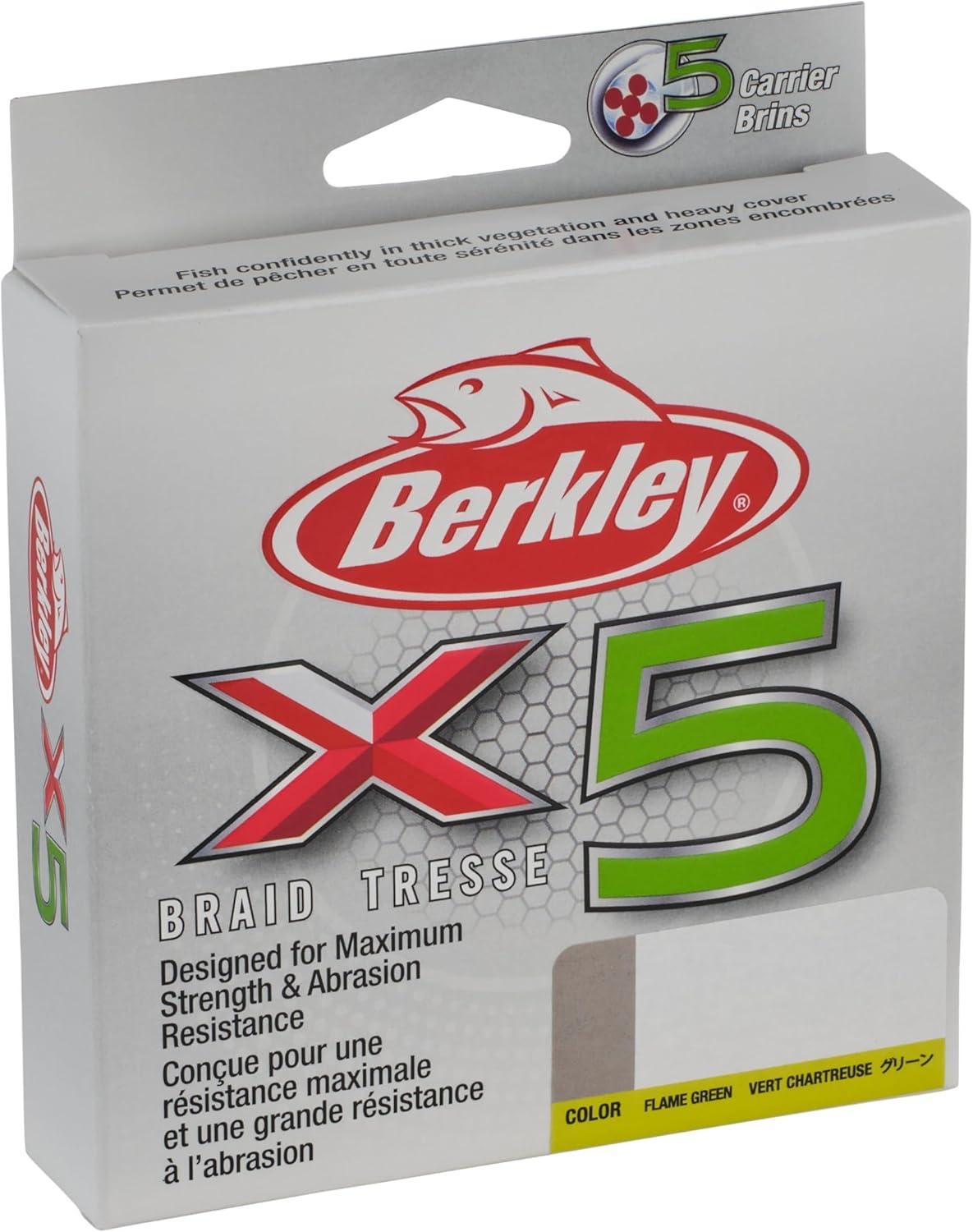 imageBerkley x5 Braid Fishing LineFlame Green NEW