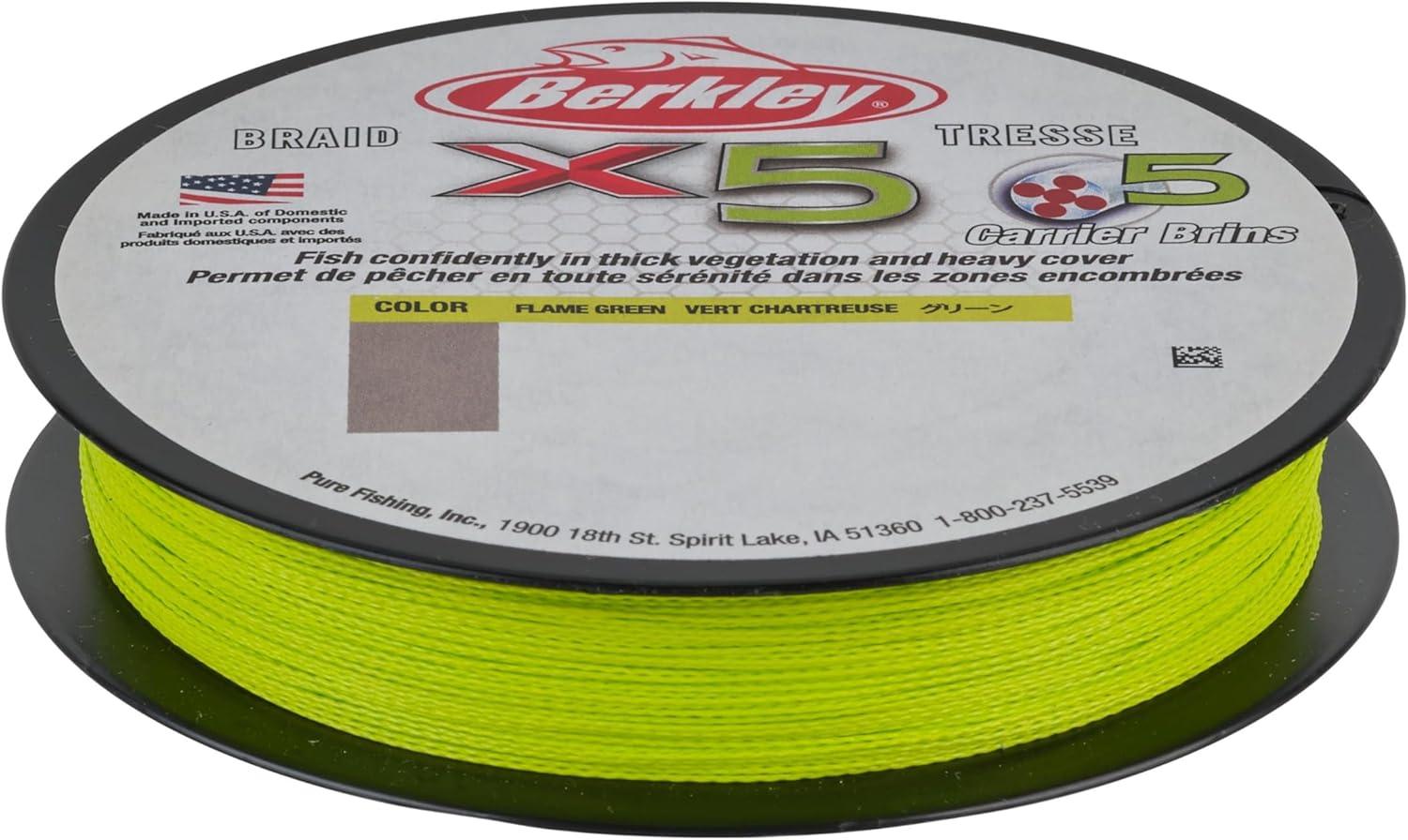 imageBerkley x5 Braid Fishing LineFlame Green NEW