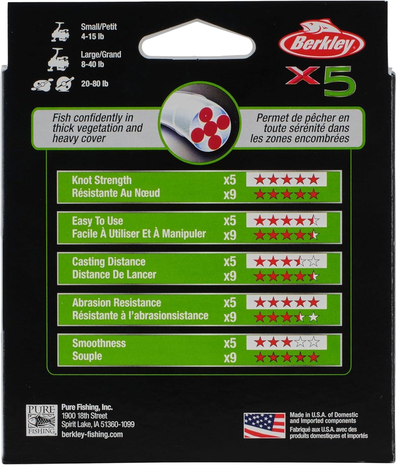 imageBerkley x5 Braid Fishing LineFlame Green NEW