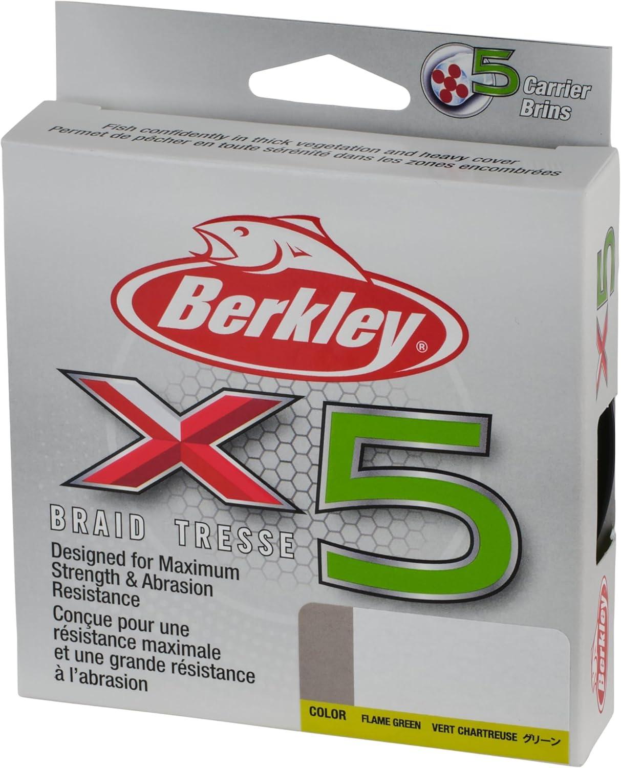 imageBerkley x5 Braid Fishing LineFlame Green NEW