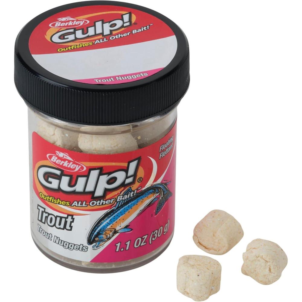 imageBerkley Gulp Trout Nuggets Dough Bait Scented and Flavored Soft Bait for Freshwater Fishing Designed to Attract Trout High VisibilityMarshmallow Cluster