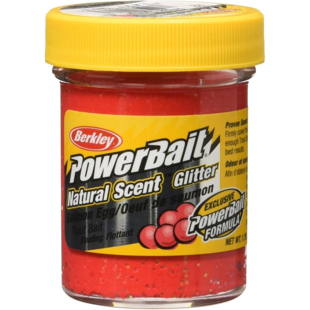imageBerkley PowerBait Natural Glitter Trout Fishing Dough BaitSalmon Egg Red