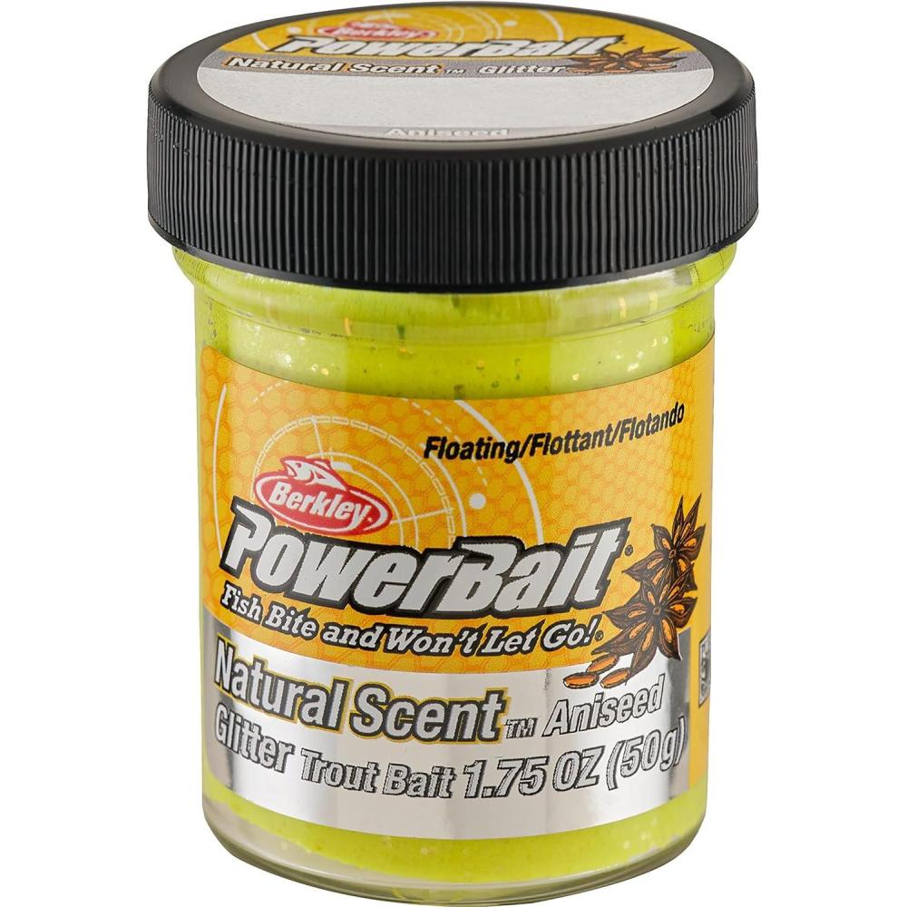imageBerkley PowerBait Natural Glitter Trout Fishing Dough BaitSunshine Yellow Aniseed Scent