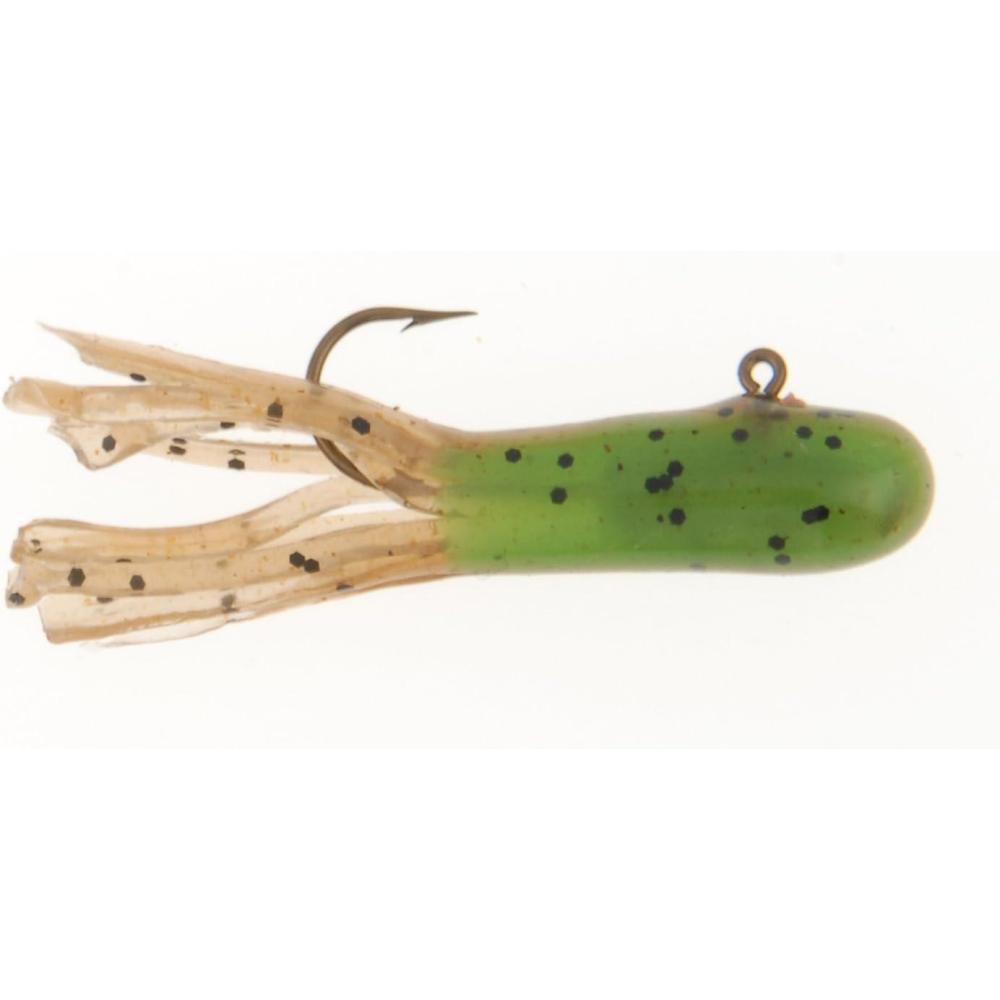 imageBerkley PowerBait PreRigged Atomic Tubes Fishing Soft BaitDark Green PearlBlack Pepper