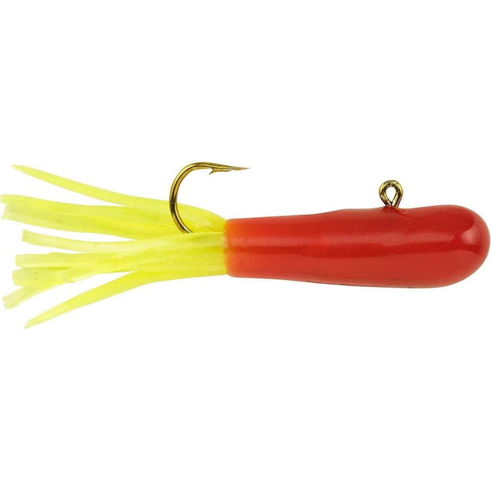 imageBerkley PowerBait PreRigged Atomic Tubes Fishing Soft BaitRed Chartreuse
