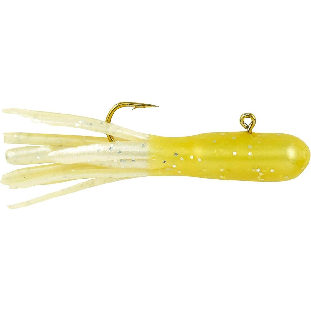 imageBerkley PowerBait PreRigged Atomic Tubes Fishing Soft BaitYellow Pearl Silver Fleck