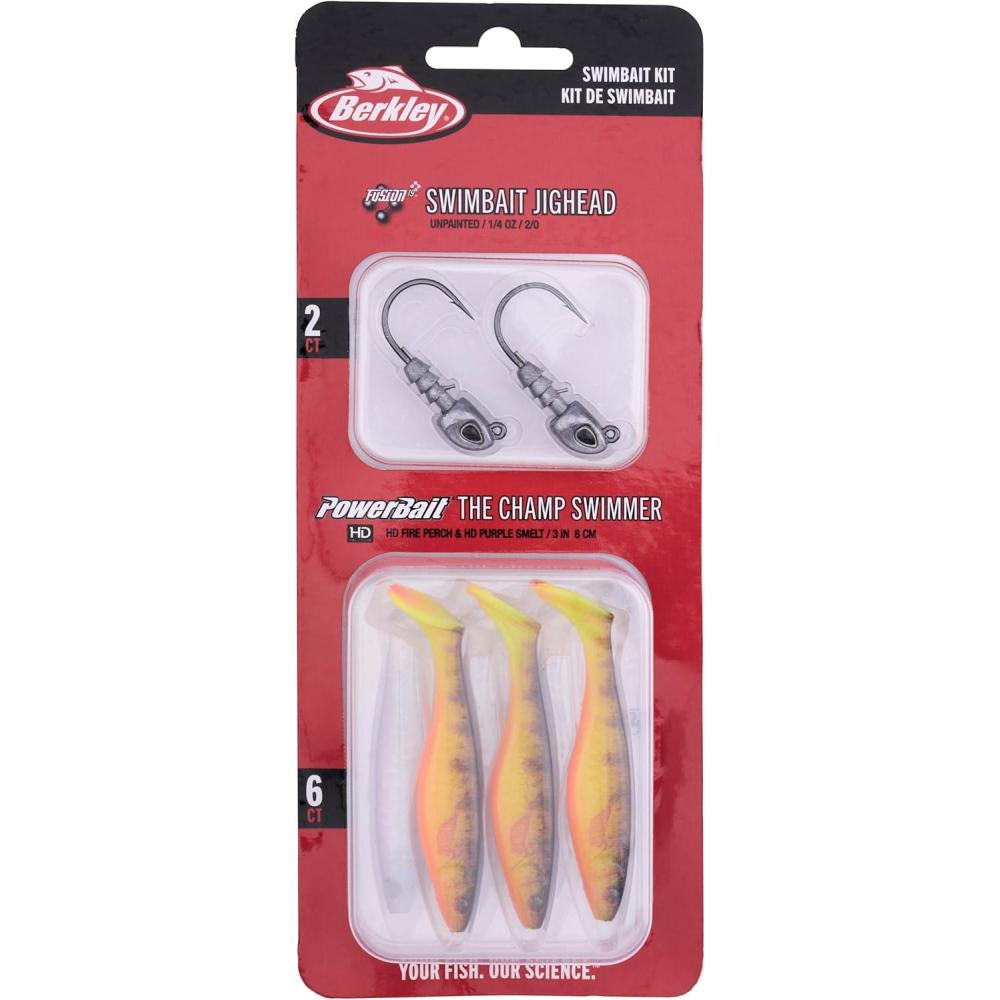 imageBerkley PowerBait The Champ Swimmer Fishing Soft BaitAssorted HD Fire Perch HD Purple Smelt