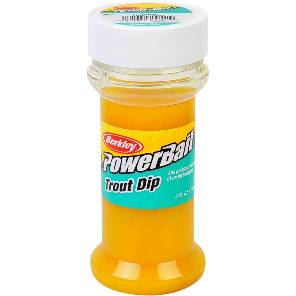 imageBerkley PowerBait Trout Dip PowerBait with Corn 5 oz Bottle Unique Dipping System Irresistible Scent ampamp Flavor Ideal for Rainbow Brown Lake Trout and More