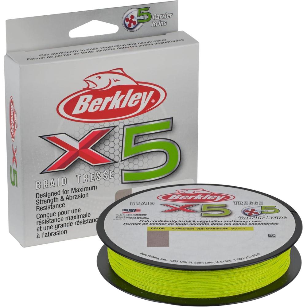 imageBerkley x5 Braid Fishing LineFlame Green NEW