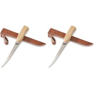 Berkley 6″ Wood Handle Fillet Knife, Includes Sheath and Blade Sharpener, Ergonomic Design, Corrosion-Resistant, Stainless Steel Blade, Ideal Fishing Knife for Cleaning Medium Gamefish(One Size (Pack of 2))