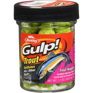 Berkley Gulp! Trout Nuggets Dough Bait, Scented and Flavored Soft Bait for Freshwater Fishing, Designed to Attract Trout, High Visibility(Chunky Chartreuse)