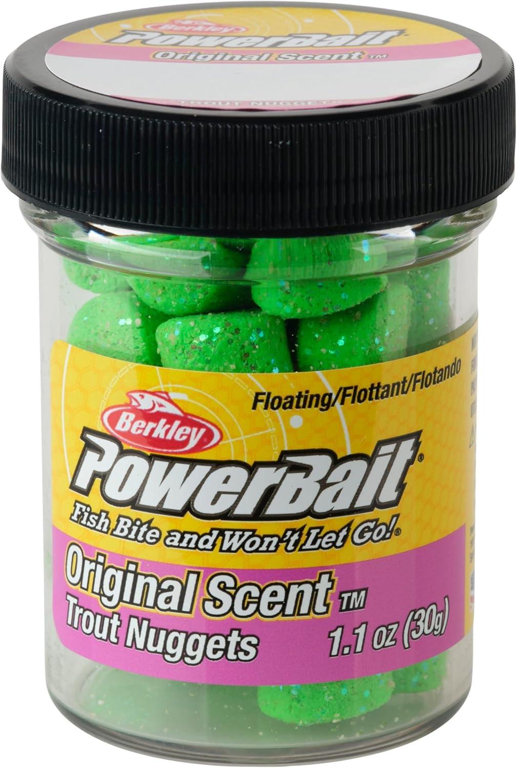 imageBerkley PowerBait Power Nuggets Fishing Dough Bait Assorted Colors Scent Dispersion Technology Irresistible Scent and Flavor Moldable and Easy to UseSpring Green Glitter