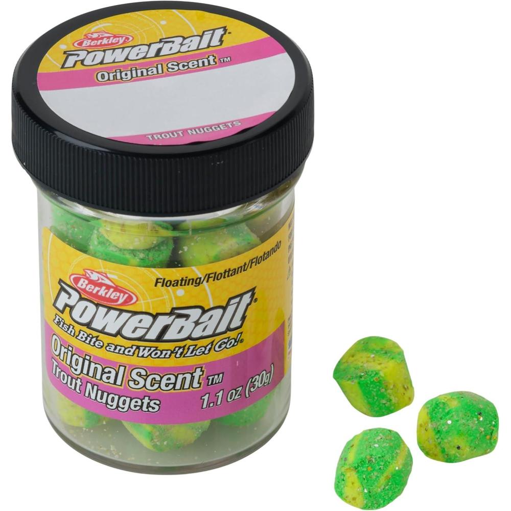 imageBerkley PowerBait Power Nuggets Fishing Dough Bait Assorted Colors Scent Dispersion Technology Irresistible Scent and Flavor Moldable and Easy to UseLime Twist