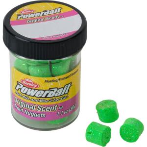 Berkley PowerBait Power Nuggets Fishing Dough Bait, Assorted Colors, Scent Dispersion Technology, Irresistible Scent and Flavor, Moldable and Easy to Use(Spring Green Glitter)
