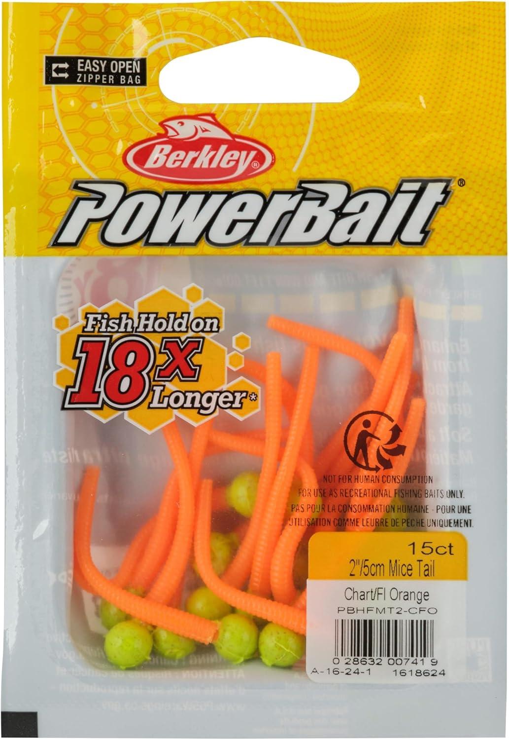 imageBerkley PowerBait Floating Mice Tails Fishing Soft Bait 1ChartreuseFluorescent Orange