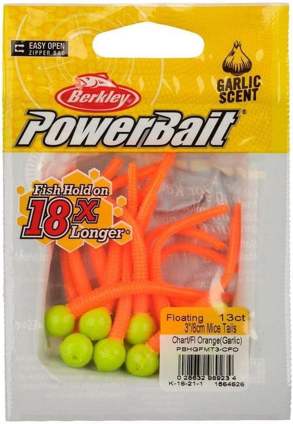 imageBerkley PowerBait Floating Mice Tails Fishing Soft Bait 1ChartreuseFluorescent Orange