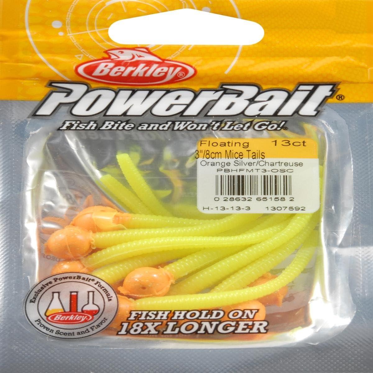 imageBerkley PowerBait Floating Mice Tails Fishing Soft Bait 1Orange SilverChartreuse
