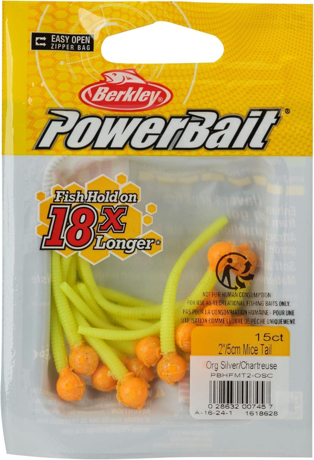 imageBerkley PowerBait Floating Mice Tails Fishing Soft Bait 1Orange SilverChartreuse