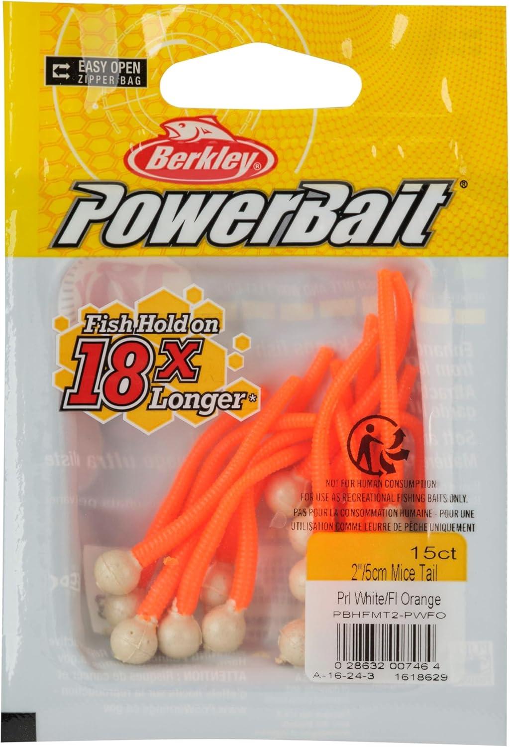 imageBerkley PowerBait Floating Mice Tails Fishing Soft Bait 1Pearl WhiteFluorescent Orange