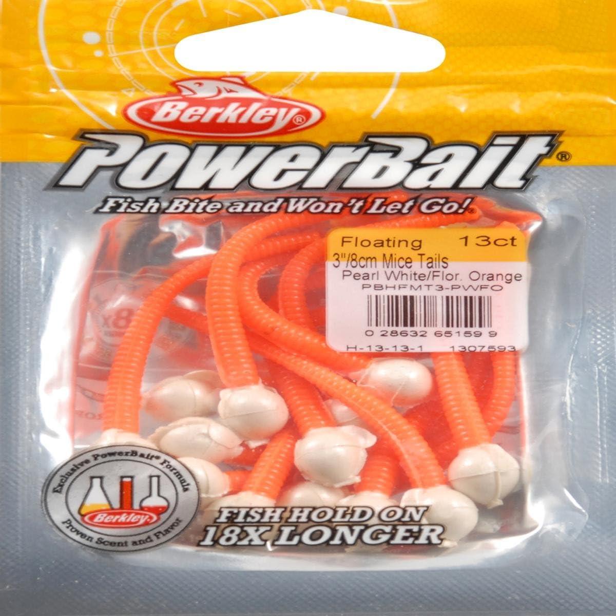 imageBerkley PowerBait Floating Mice Tails Fishing Soft Bait 1Pearl WhiteFluorescent Orange