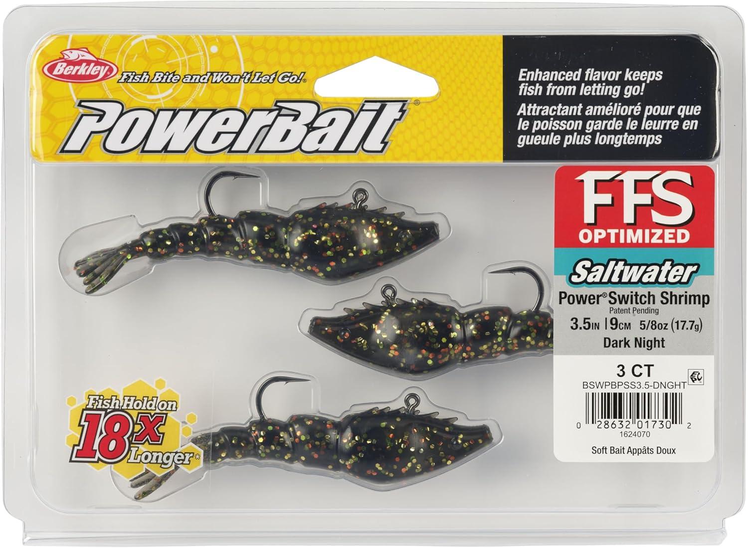 imageBerkley PowerBait Saltwater PowerSwitch Shrimp Fishing Soft BaitDark Night