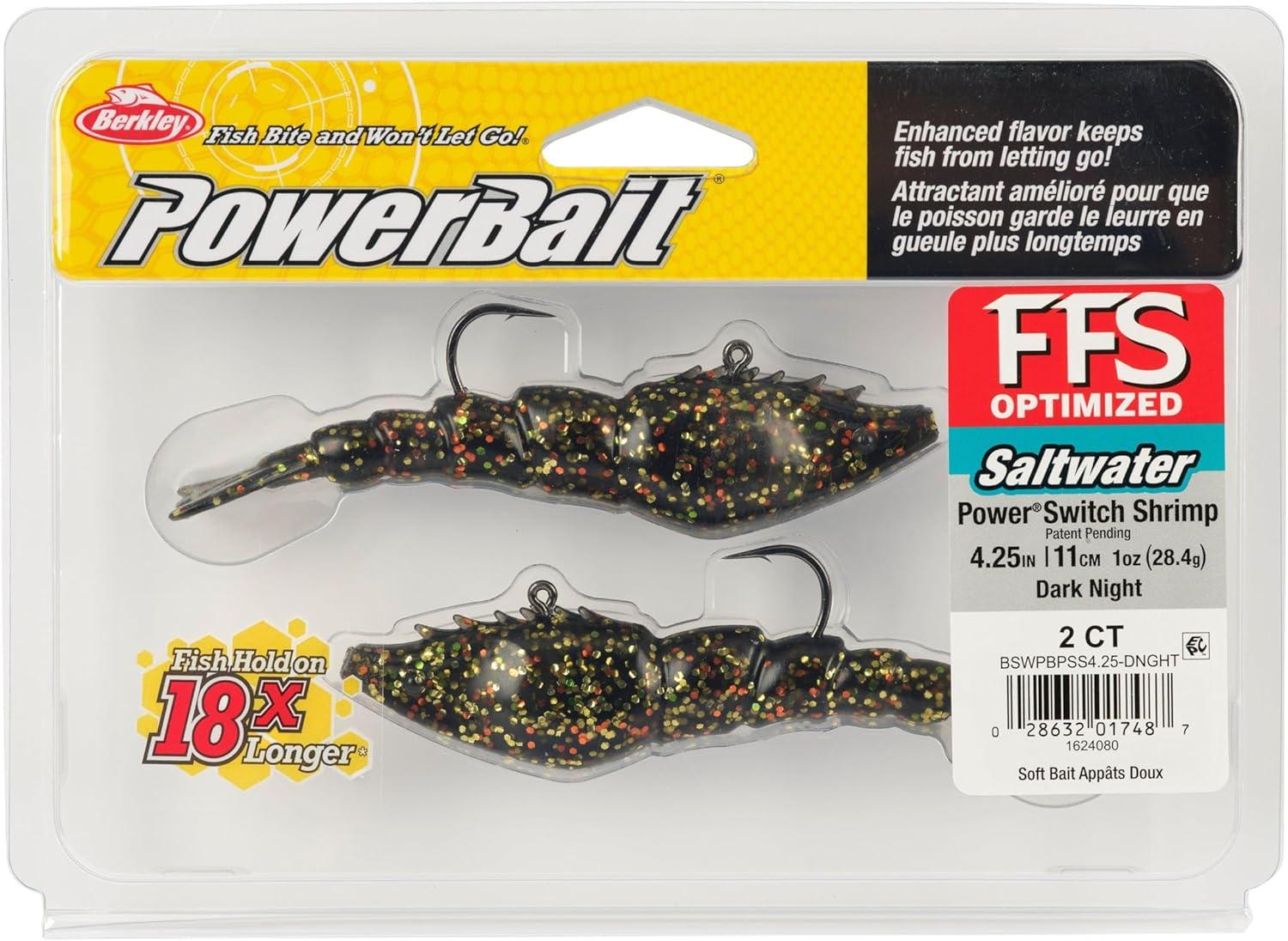 imageBerkley PowerBait Saltwater PowerSwitch Shrimp Fishing Soft BaitDark Night
