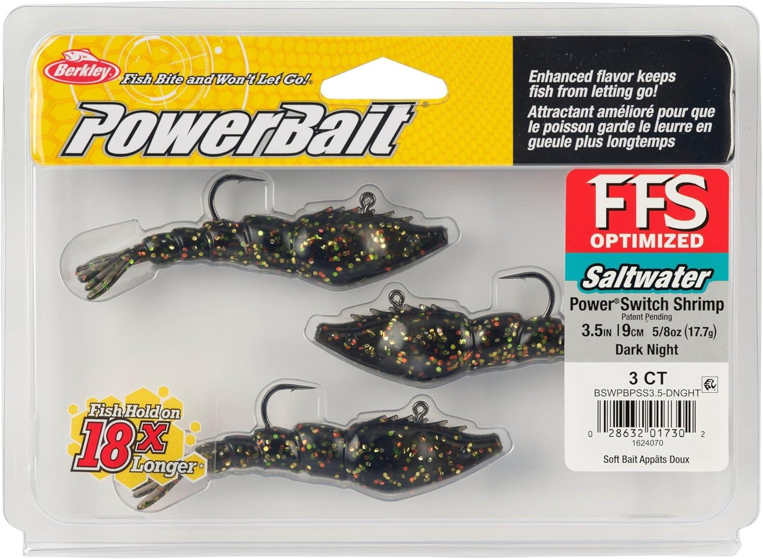 imageBerkley PowerBait Saltwater PowerSwitch Shrimp Fishing Soft BaitDark Night
