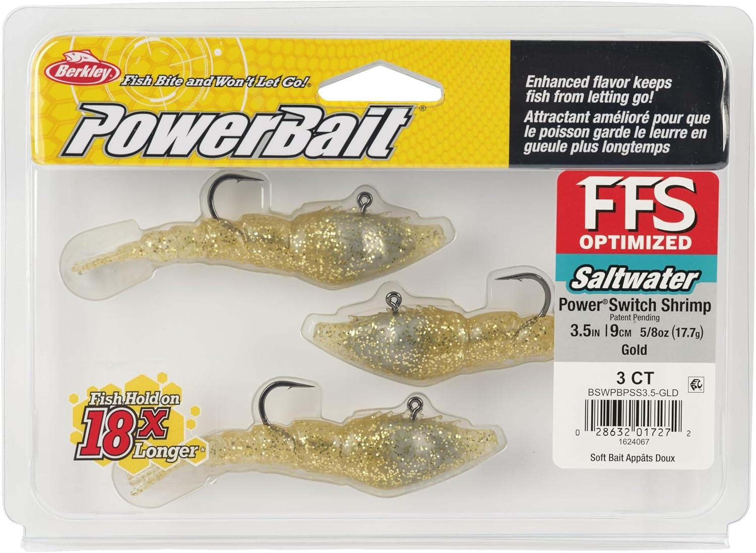 imageBerkley PowerBait Saltwater PowerSwitch Shrimp Fishing Soft BaitGold