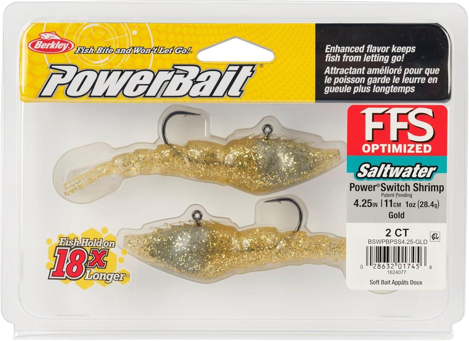 imageBerkley PowerBait Saltwater PowerSwitch Shrimp Fishing Soft BaitGold