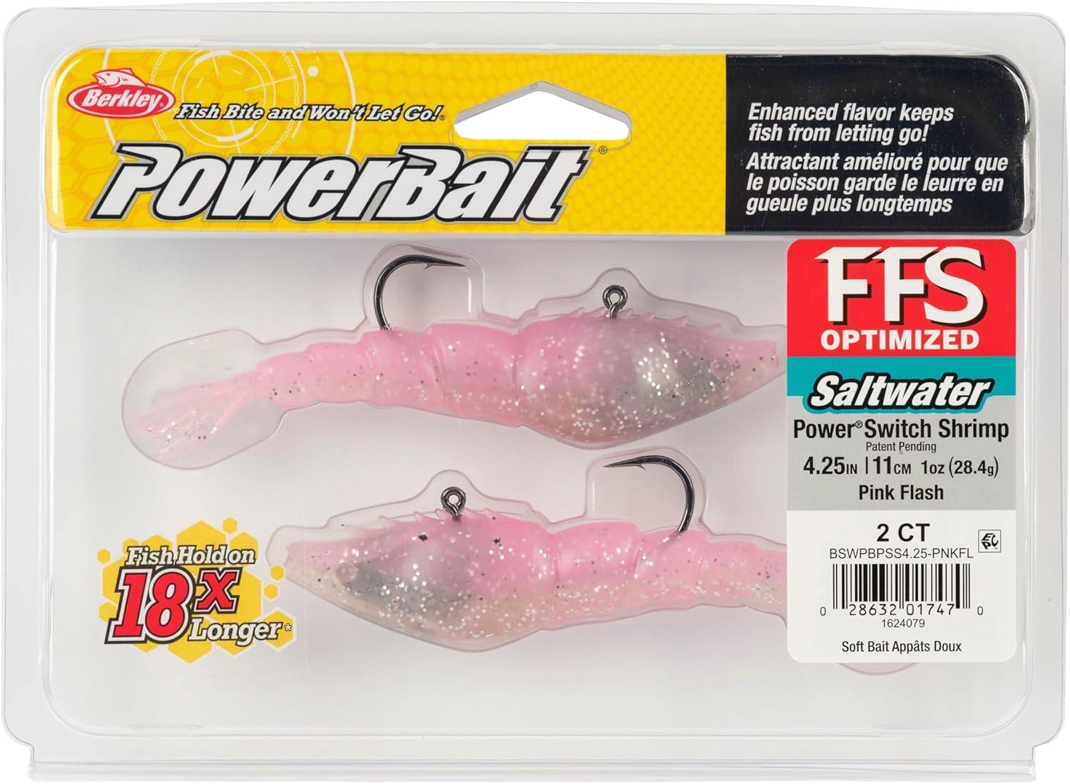 imageBerkley PowerBait Saltwater PowerSwitch Shrimp Fishing Soft BaitPink Flash