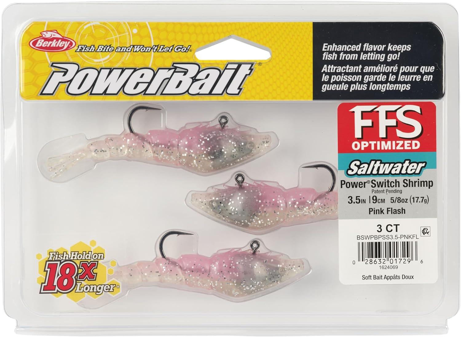 imageBerkley PowerBait Saltwater PowerSwitch Shrimp Fishing Soft BaitPink Flash