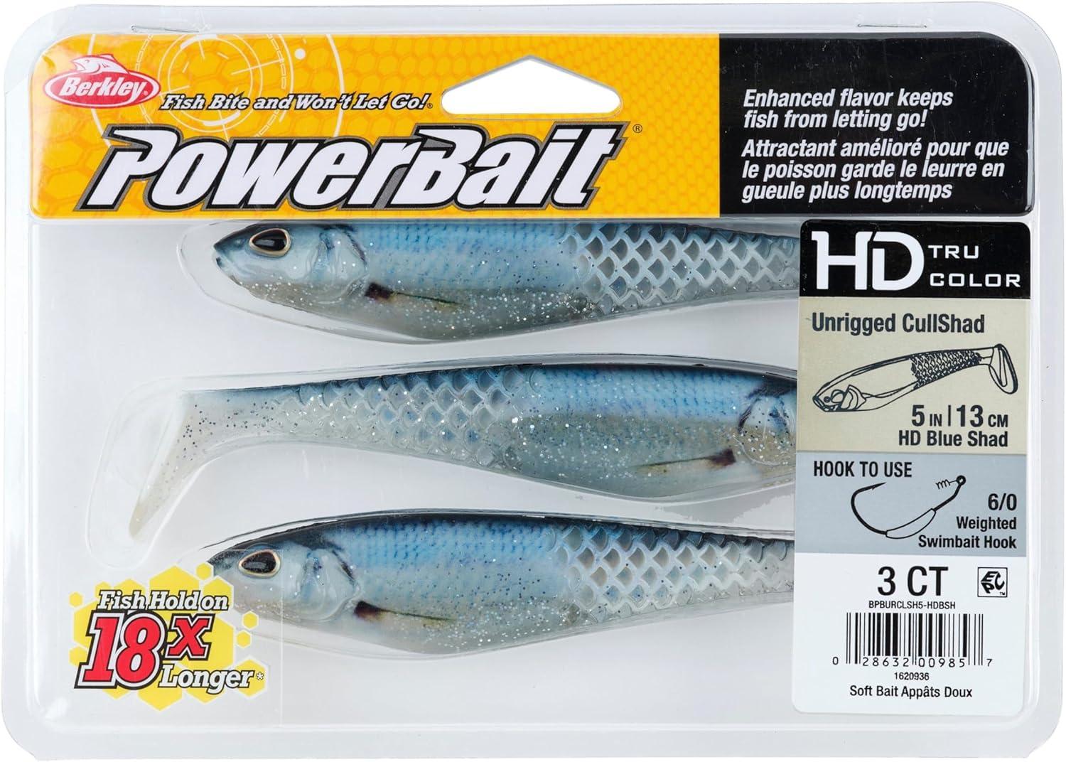 imageBerkley PowerBait Unrigged CullShad Fishing Soft BaitHD Blue Shad