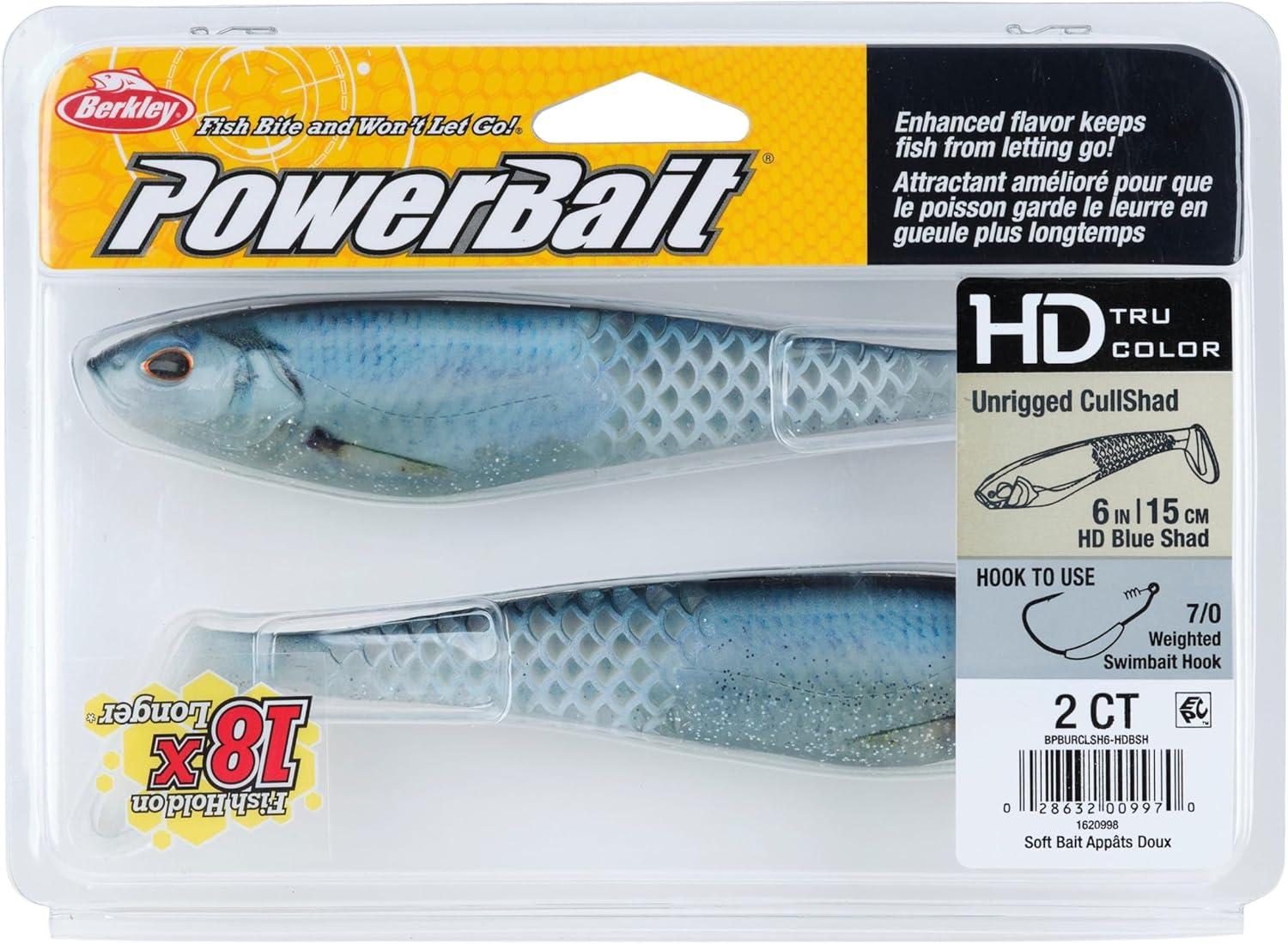 imageBerkley PowerBait Unrigged CullShad Fishing Soft BaitHD Blue Shad