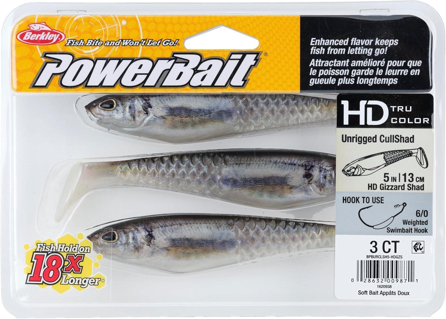 imageBerkley PowerBait Unrigged CullShad Fishing Soft BaitHD Gizzard Shad