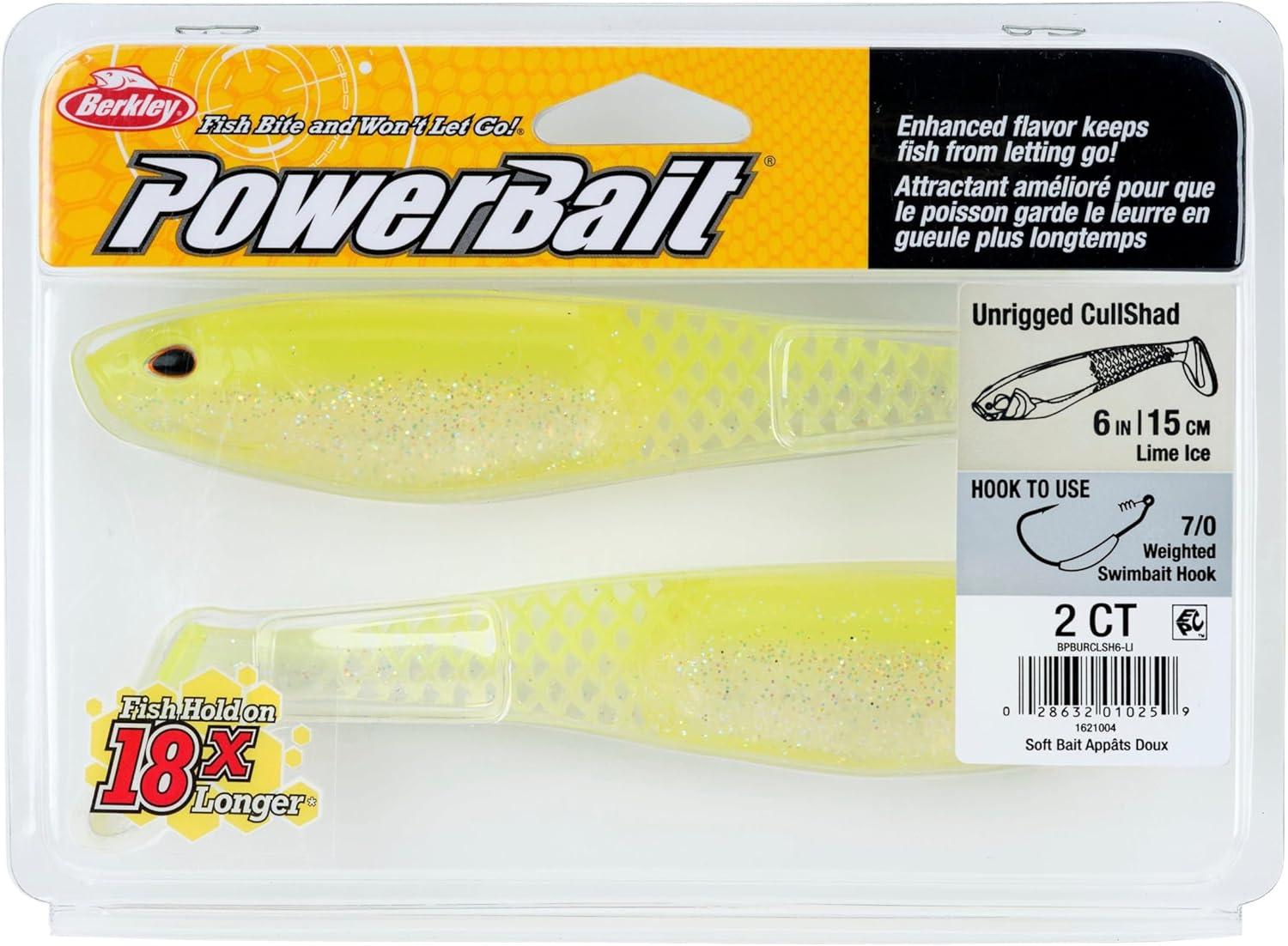 imageBerkley PowerBait Unrigged CullShad Fishing Soft BaitLime Ice