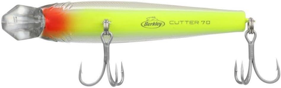 imageBerkley Cutter Saltwater Fishing Hard Bait Erratic Rolling Action Ideal for a Variety of Retrieves and Species Equipped with Fusion19 HookChromeChartreuse