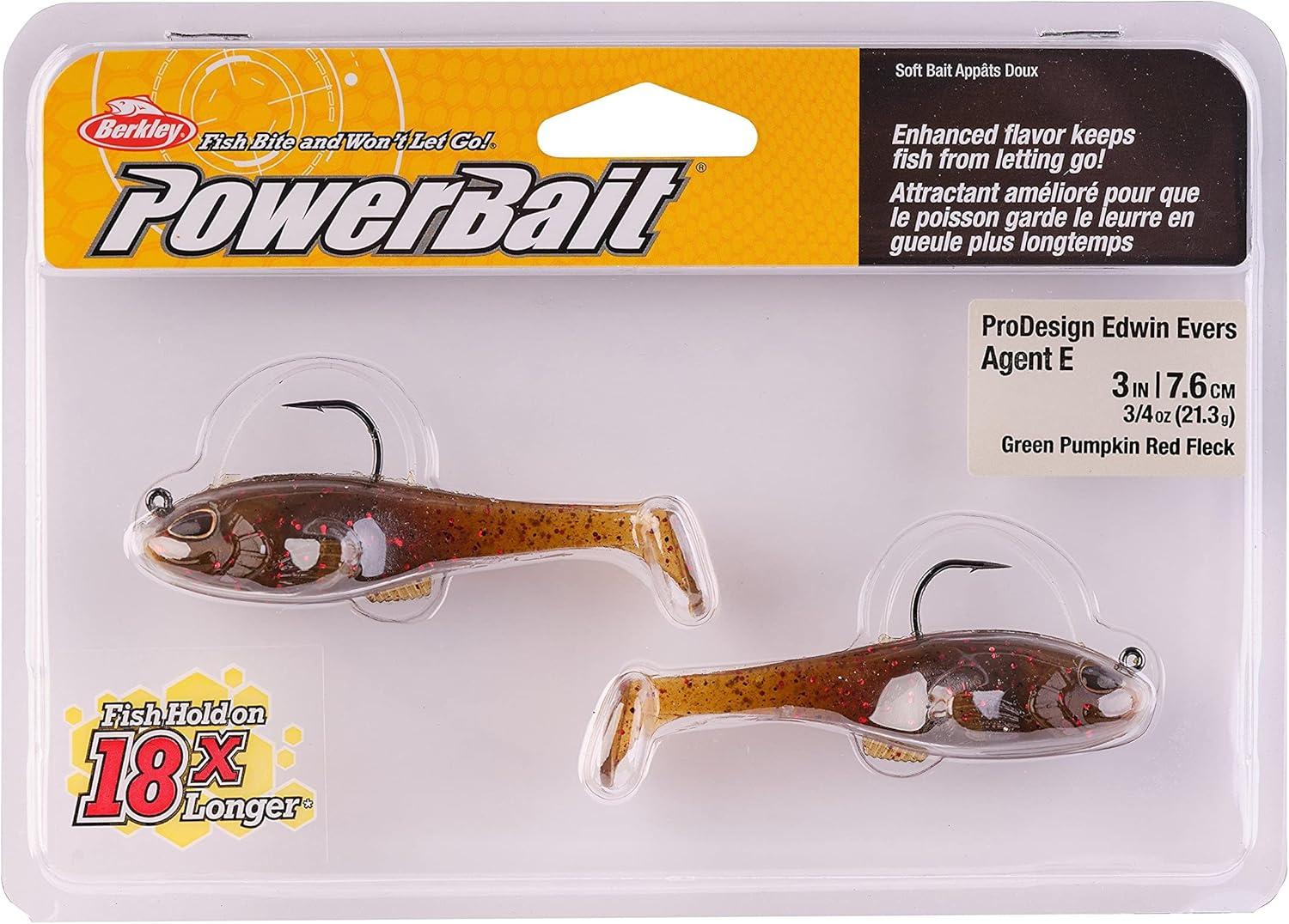 imageBerkley PowerBait Agent E Fishing Soft BaitGreen Pumpkin Red Fleck