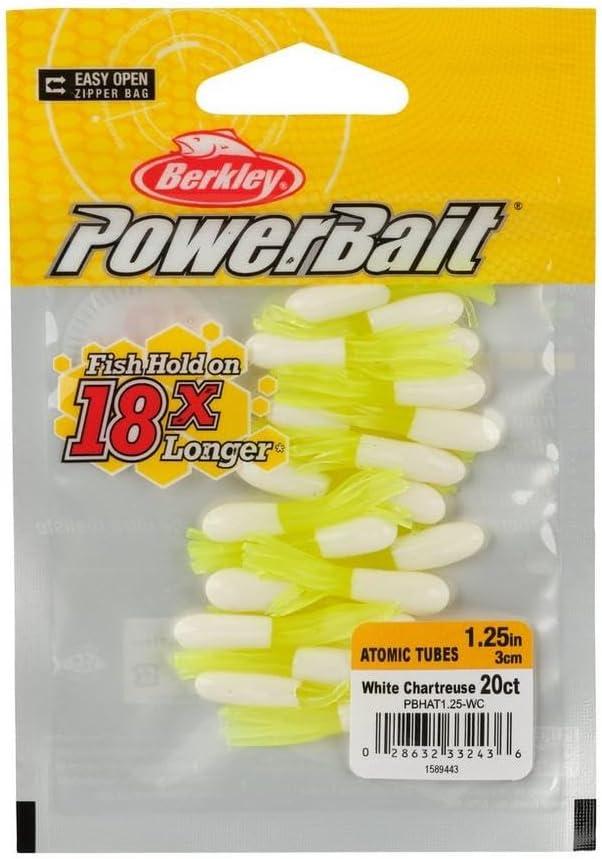 imageBerkley PowerBait Atomic Tubes Fishing Soft BaitWhite Chartreuse