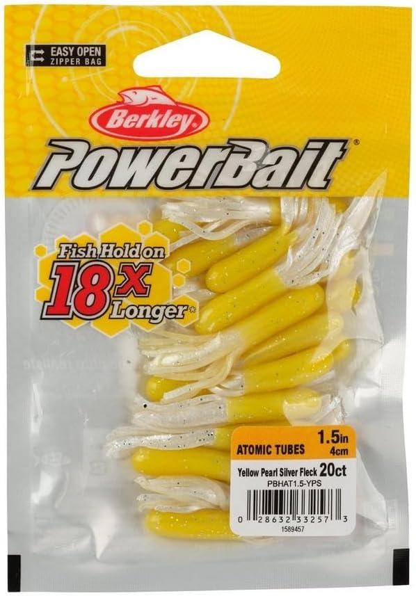 imageBerkley PowerBait Atomic Tubes Fishing Soft BaitYellow Pearl Silver Fleck