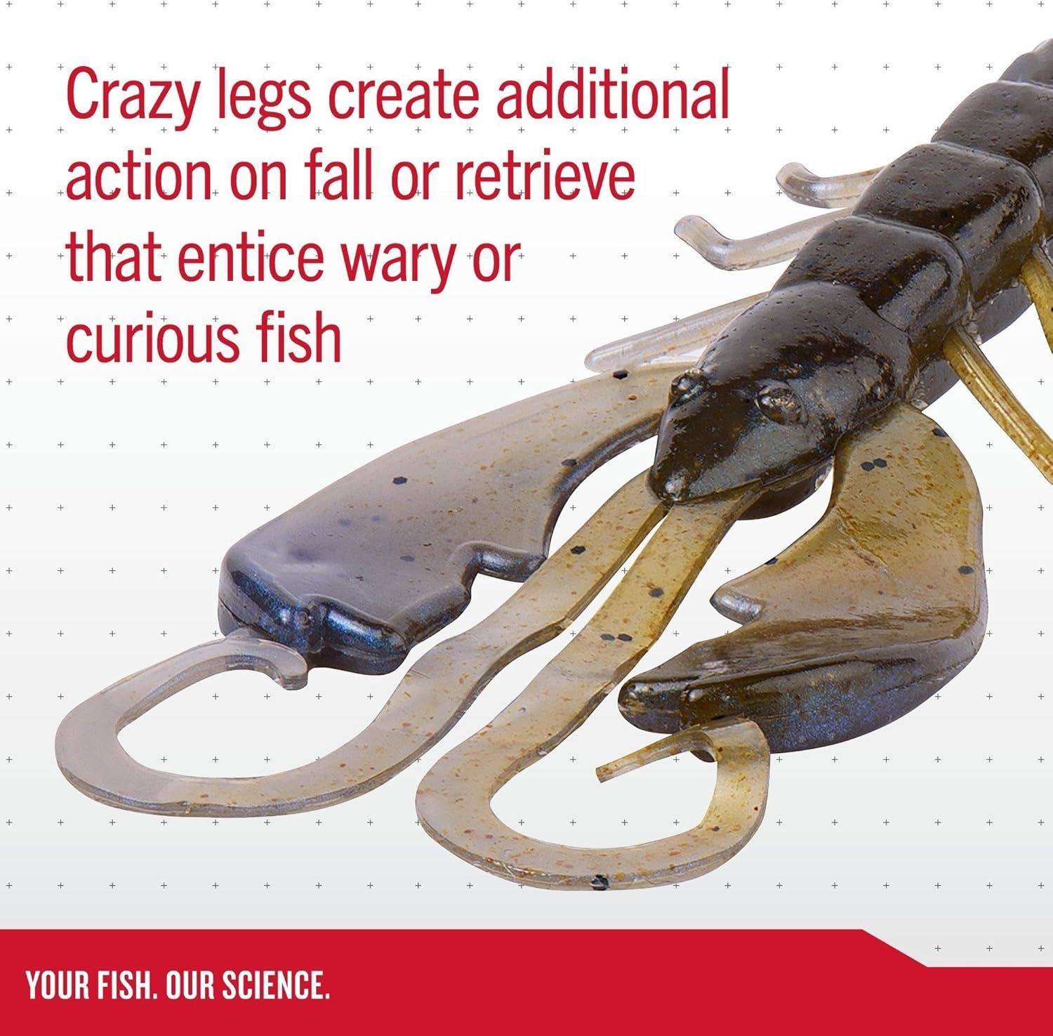 imageBerkley PowerBait Crazy Legs Chigger Craw Soft Plastic Lure 8 Pack Bass FishingWatermelon Candy