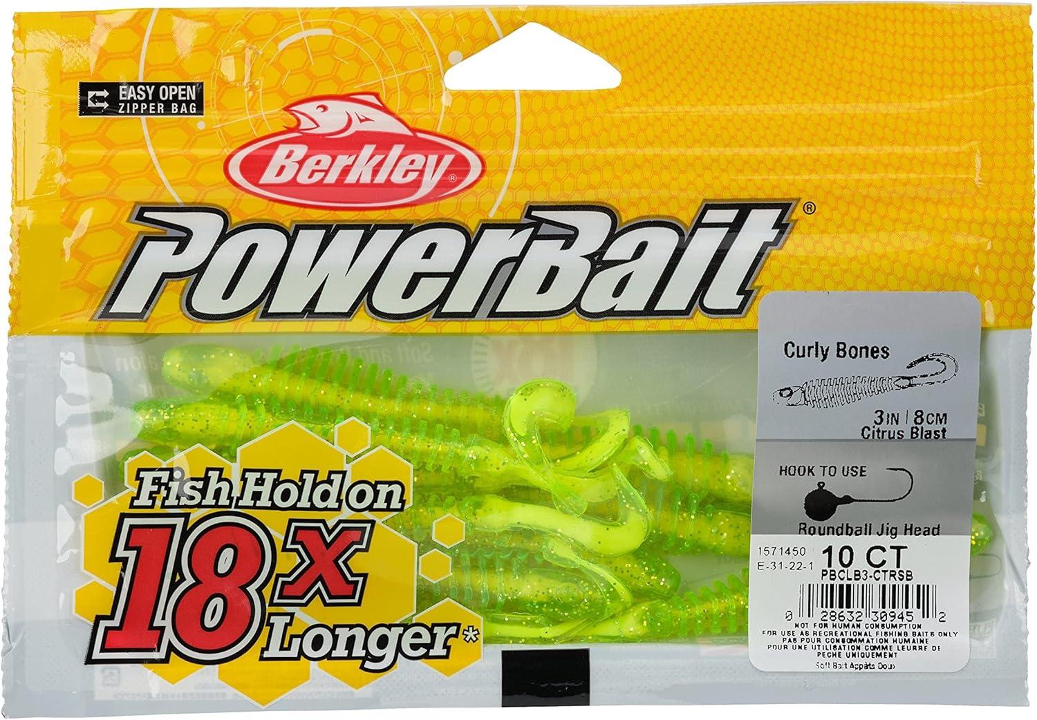 imageBerkley PowerBait Curly Bones Fishing Soft BaitCitrus Blast
