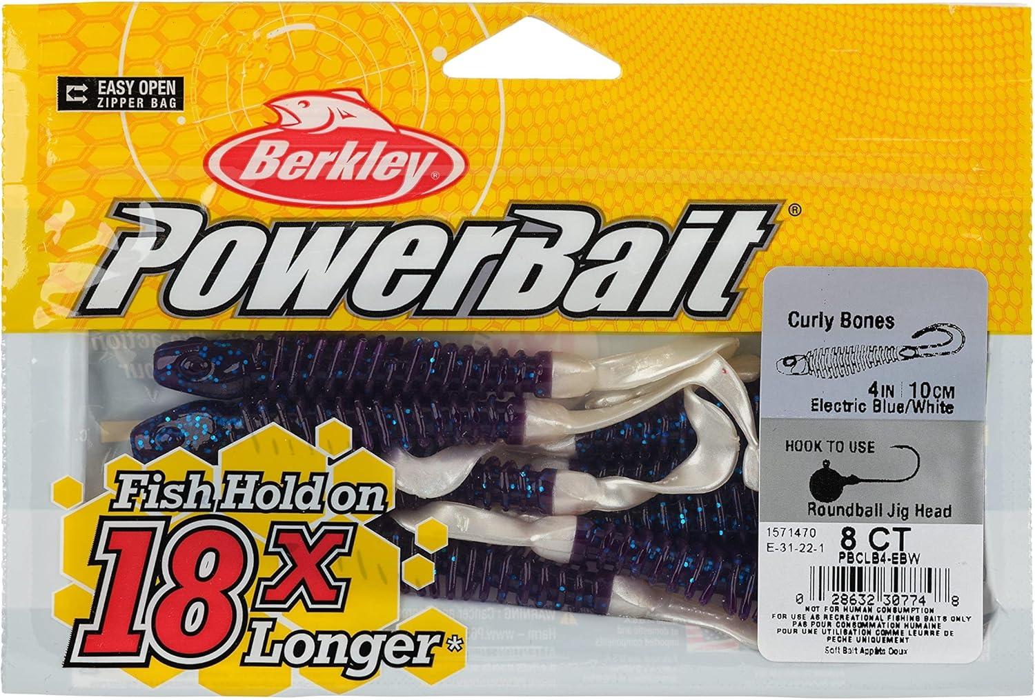 imageBerkley PowerBait Curly Bones Fishing Soft BaitElectric BlueWhite