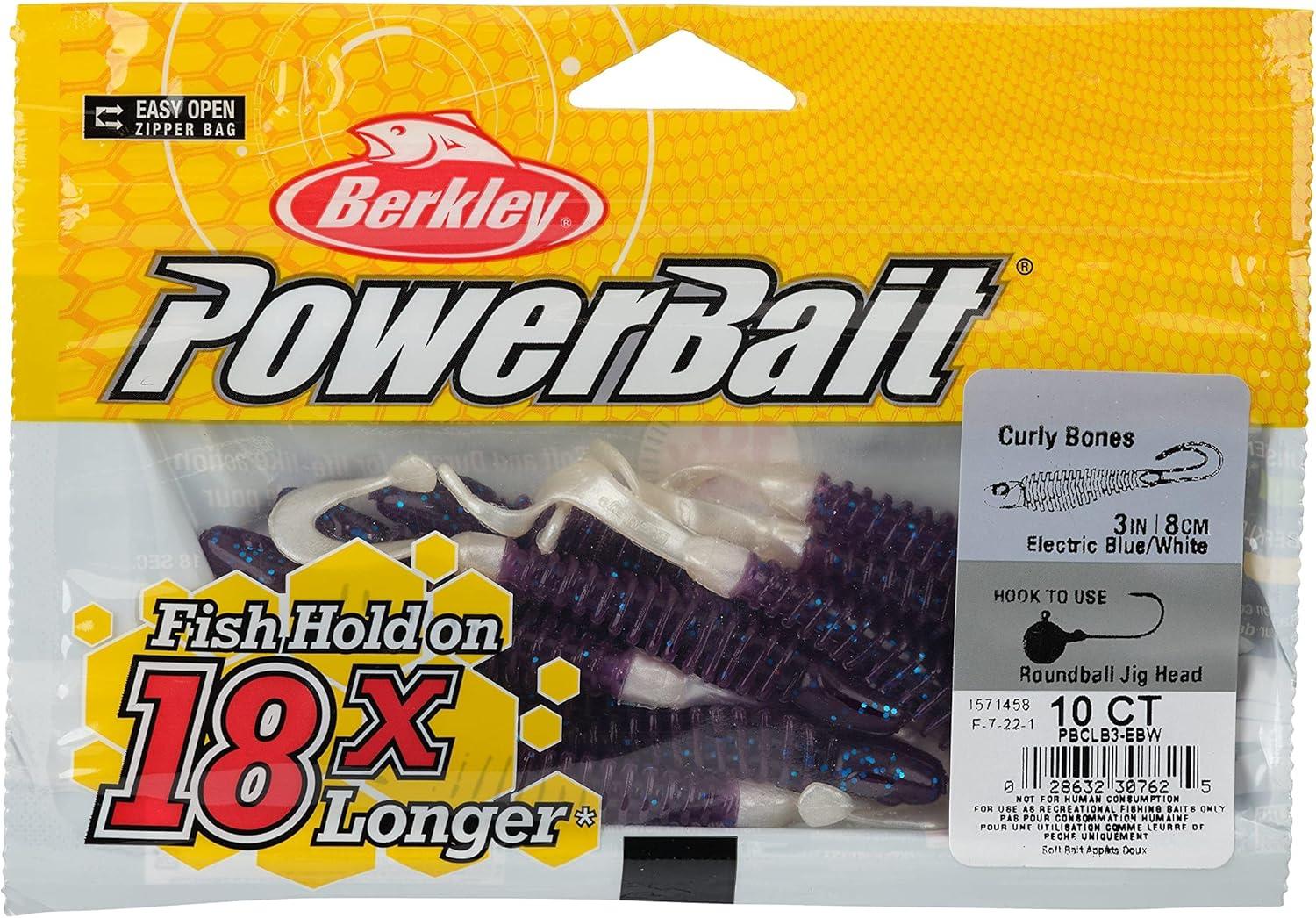 imageBerkley PowerBait Curly Bones Fishing Soft BaitElectric BlueWhite
