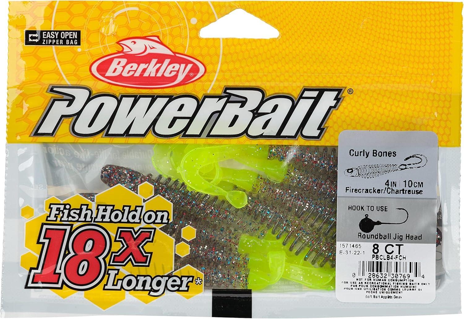 imageBerkley PowerBait Curly Bones Fishing Soft BaitFirecrackerChartreuse