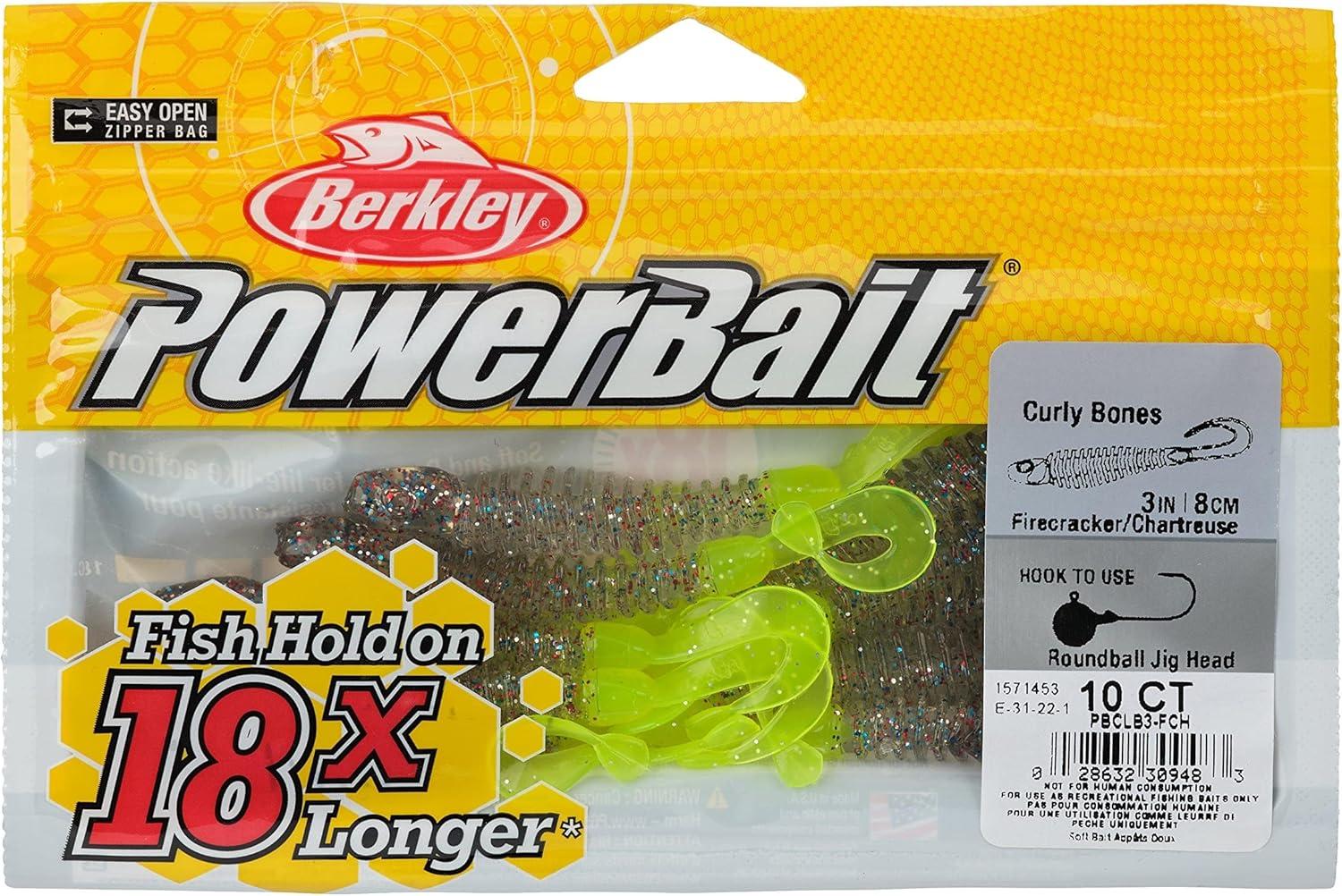imageBerkley PowerBait Curly Bones Fishing Soft BaitFirecrackerChartreuse