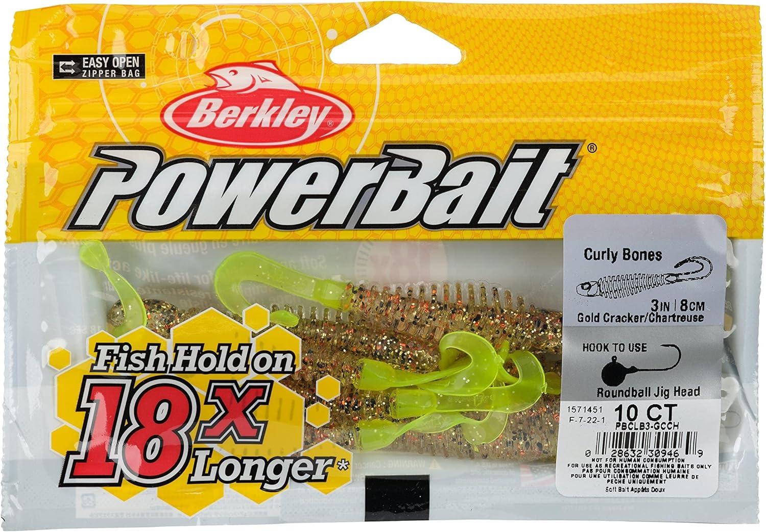 imageBerkley PowerBait Curly Bones Fishing Soft BaitGold CrackerChartreuse