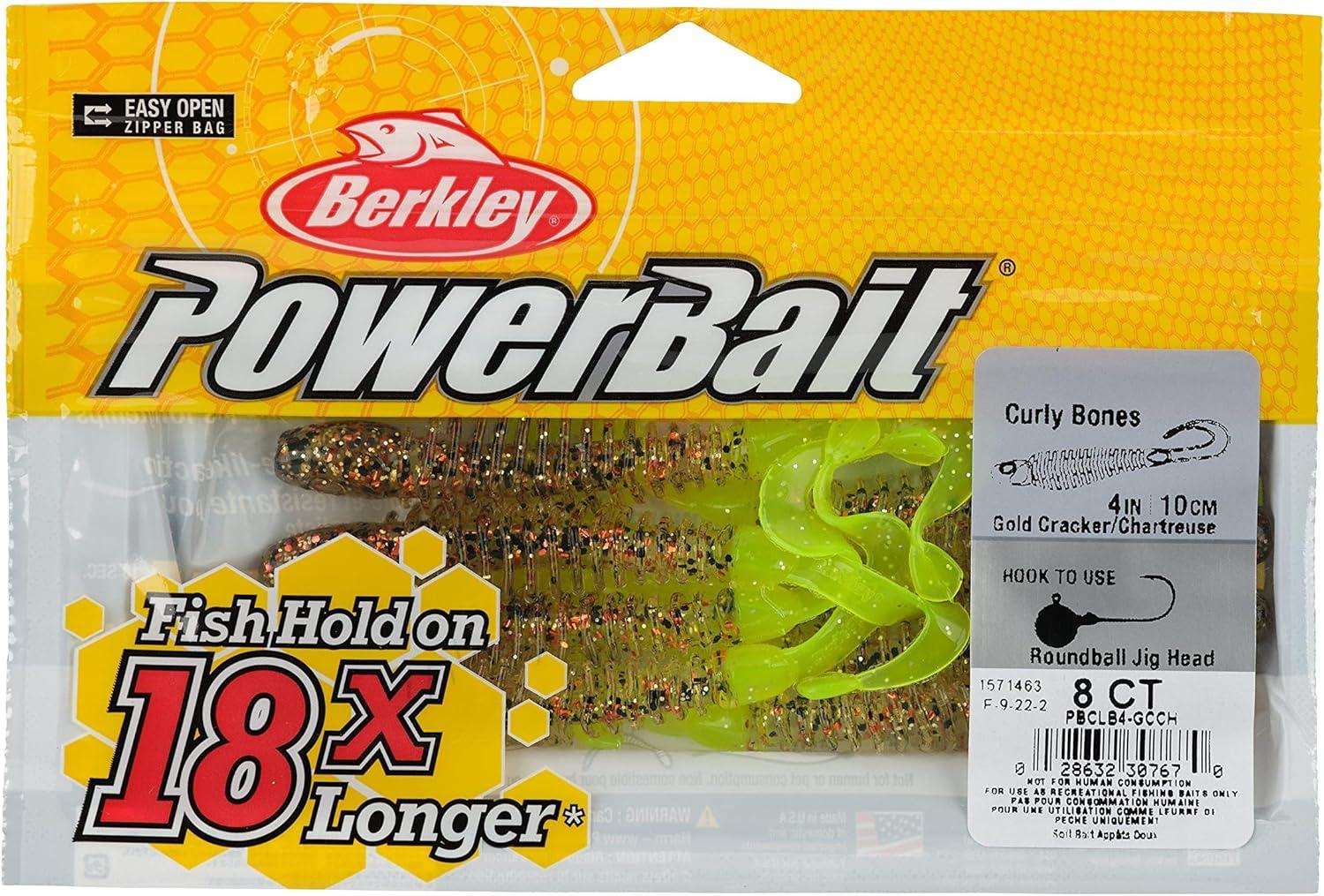 imageBerkley PowerBait Curly Bones Fishing Soft BaitGold CrackerChartreuse